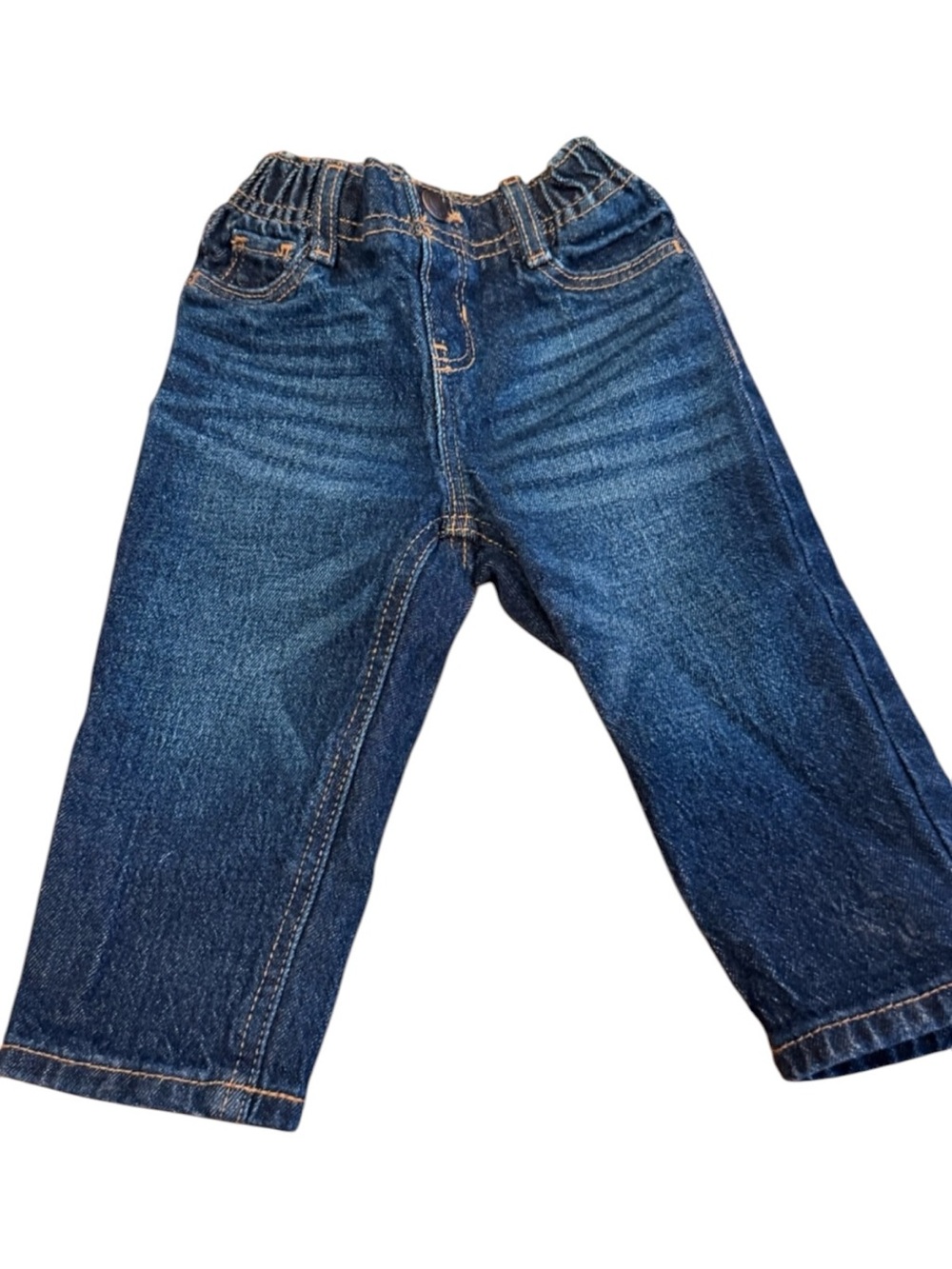 Baby Boys Dark Wash Pull-On Jeans | Elastic Waist Denim Pants